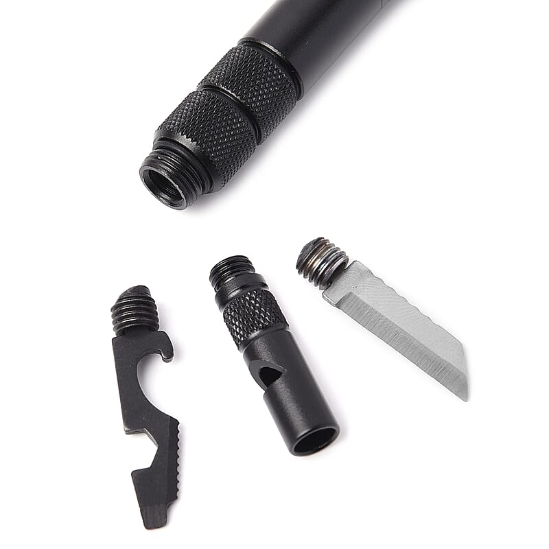 Black 4 in 1 Multifunctional Tools Pen (Whistle, Knife, Ballpoint Pen, LED flashlight, Glass Breaker, Pen Clip, 9 Batteries and 3 Ballpoint Refills)