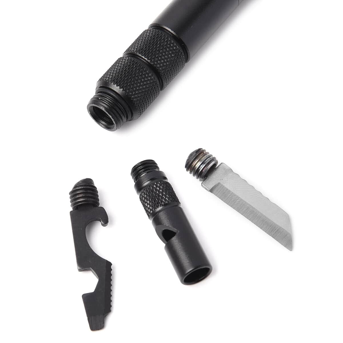 Black 4 in 1 Multifunctional Tools Pen (Whistle, Knife, Ballpoint Pen, LED flashlight, Glass Breaker, Pen Clip, 9 Batteries and 3 Ballpoint Refills) image number 5