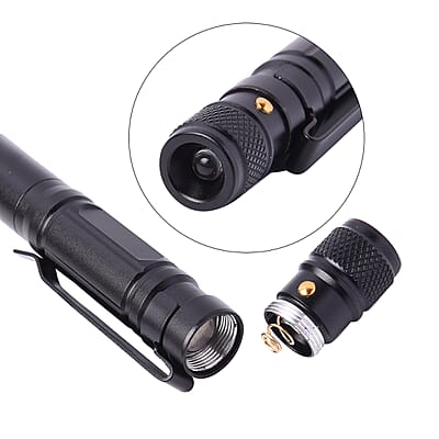 Black 4 in 1 Multifunctional Tools Pen (Whistle, Knife, Ballpoint Pen, LED flashlight, Glass Breaker, Pen Clip, 9 Batteries and 3 Ballpoint Refills)