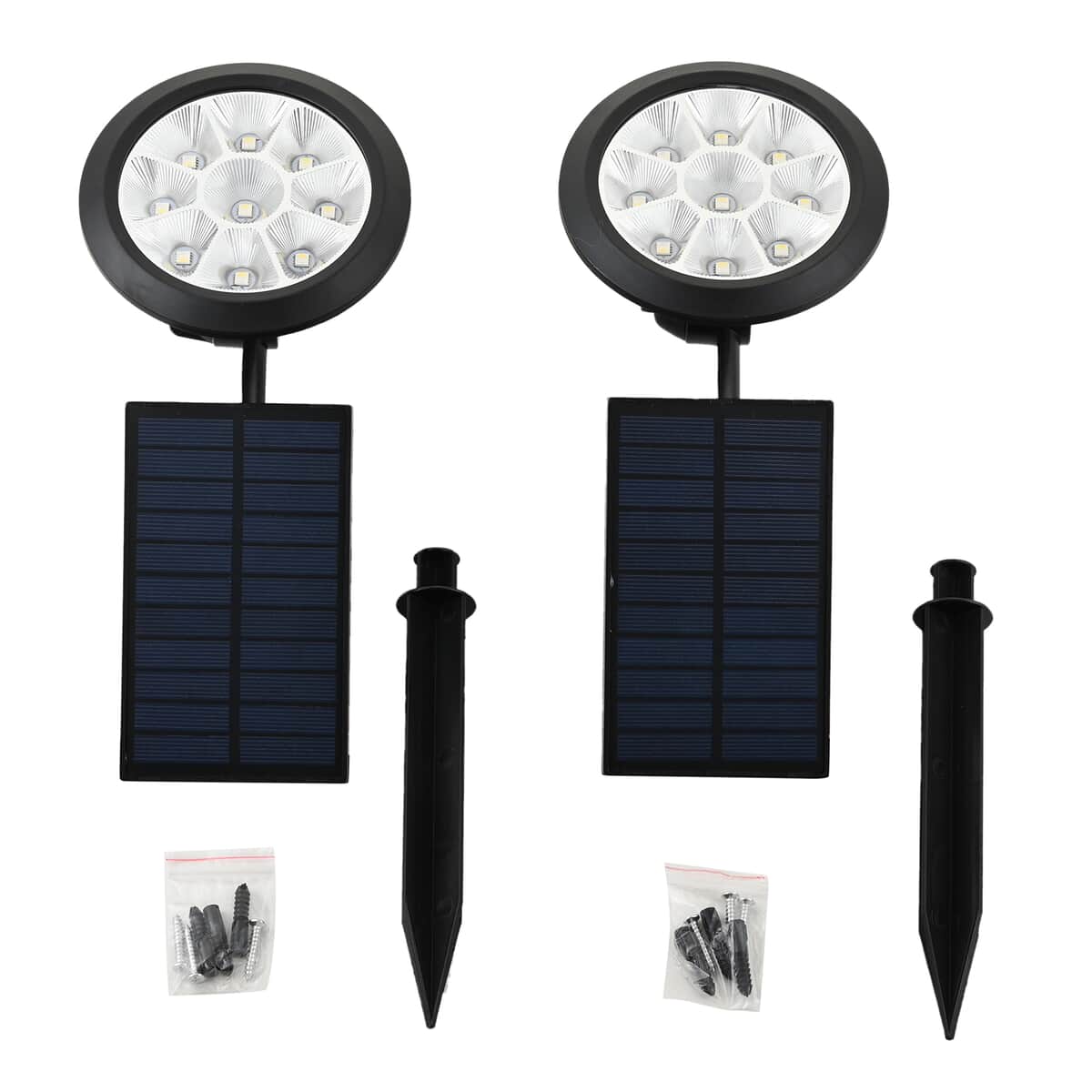 Set of 2 Black Solar Rechargeable, Waterproof, Colorful Lawn LED Lamp Light with Solar panels for Garden, Driveways, Walkways image number 0