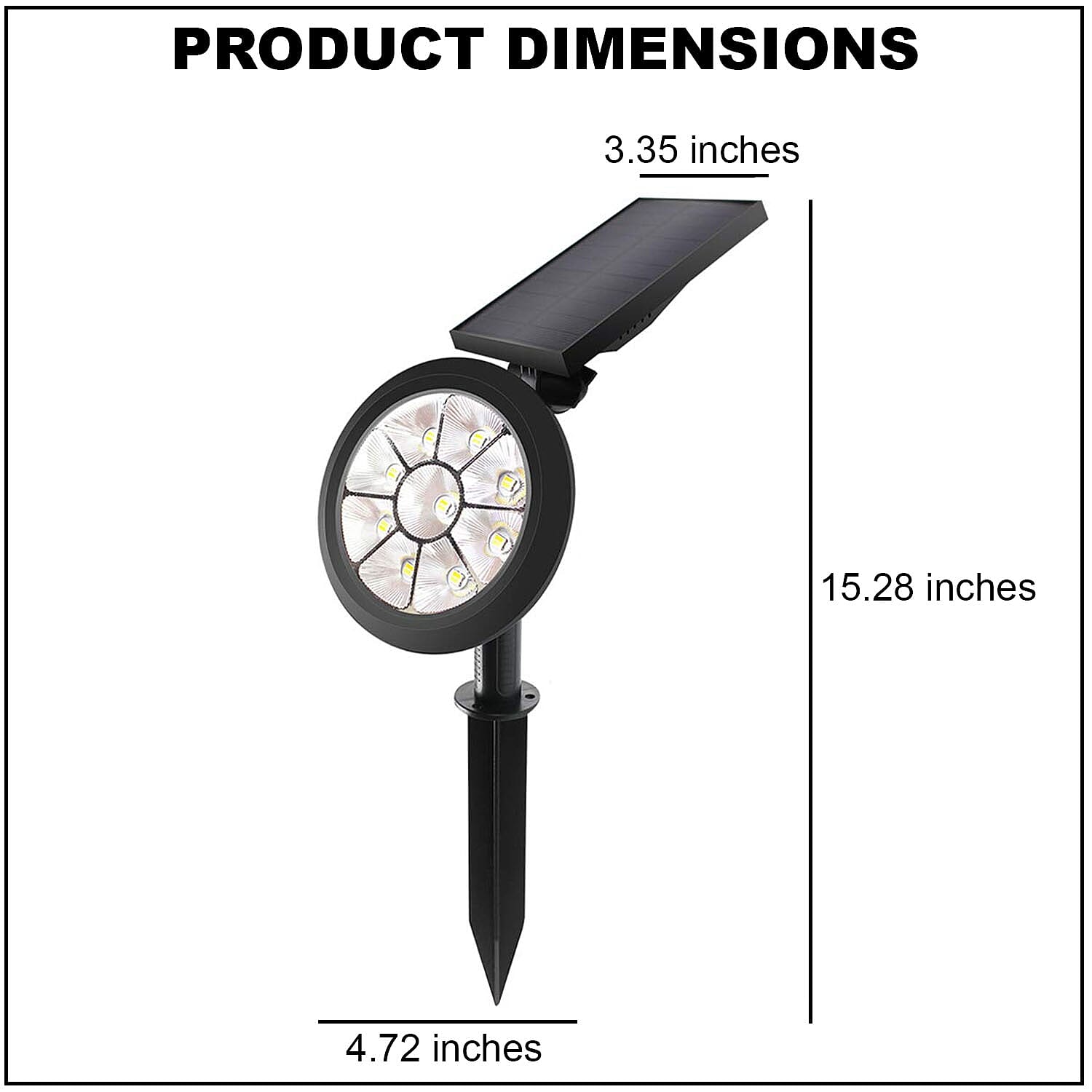 Set of 2 Black Solar Rechargeable, Waterproof, Colorful Lawn LED Lamp Light with Solar panels for Garden, Driveways, Walkways
