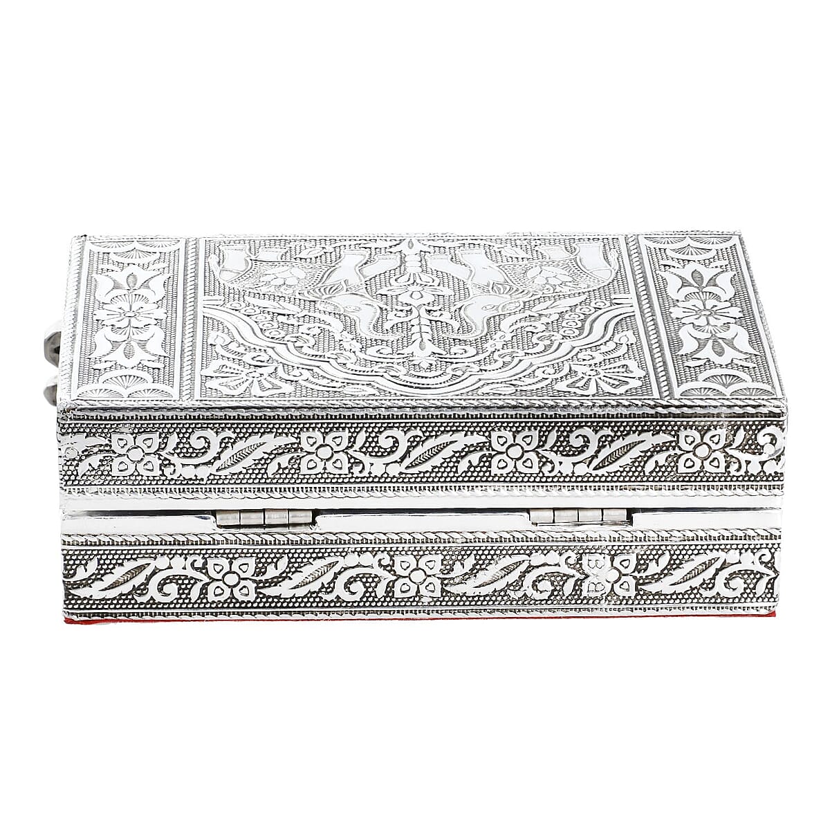 Aluminum Elephant Embossed Jewelry Box with Velvet Anti Scratch Interior (6x4.5) image number 3