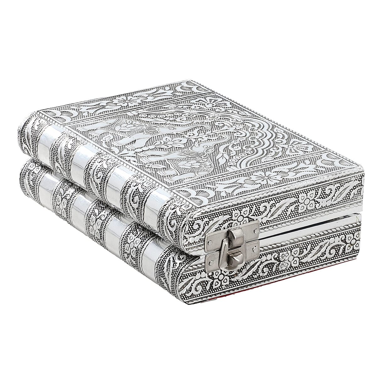 Aluminum Elephant Embossed Jewelry Box with Velvet Anti Scratch Interior (6x4.5) image number 4