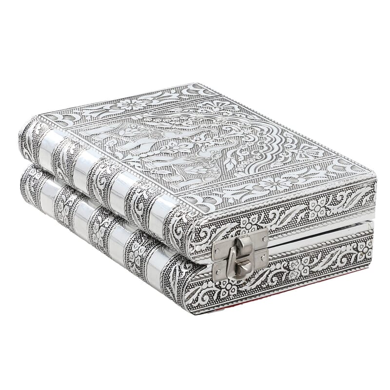Aluminum Elephant Embossed Jewelry Box with Velvet Anti Scratch Interior