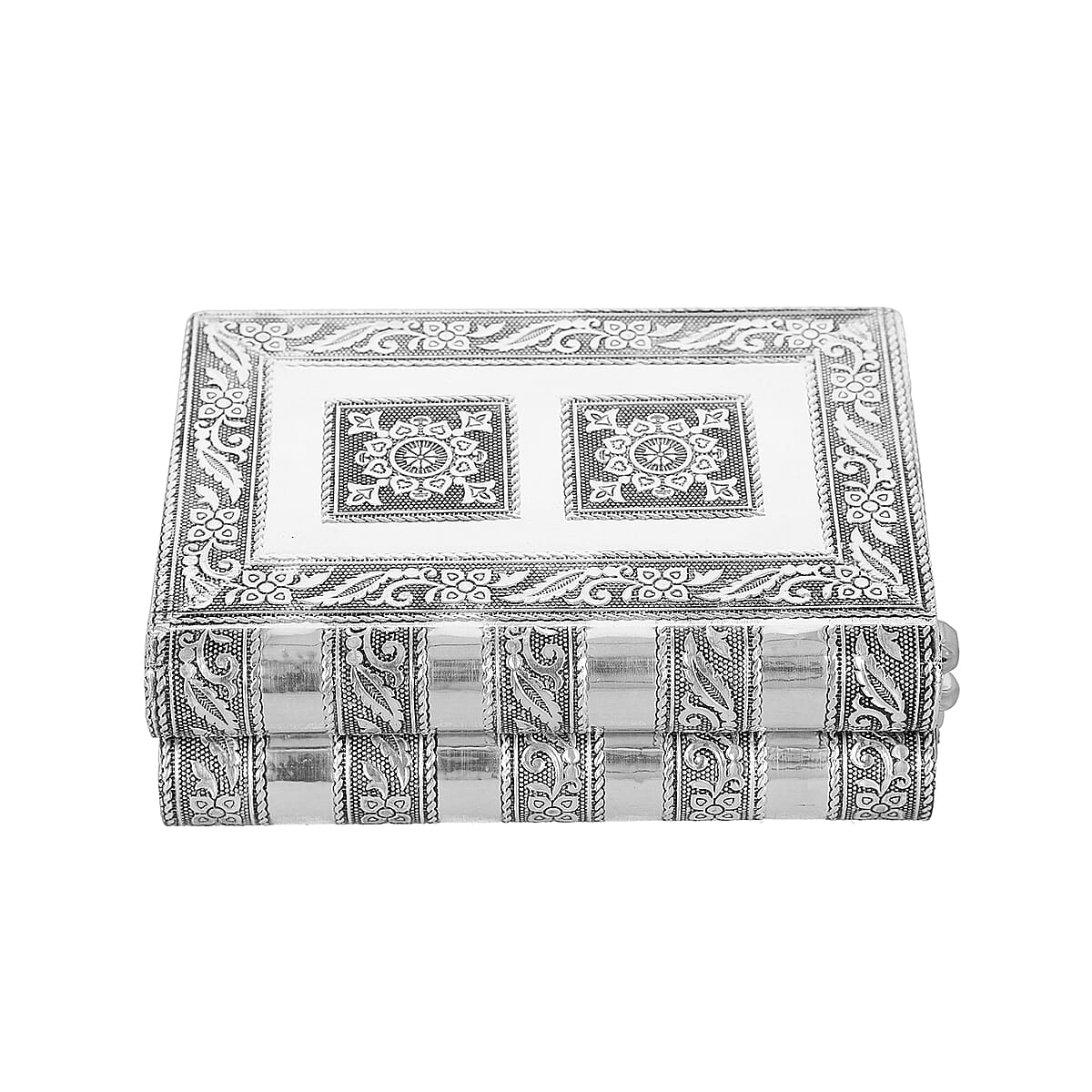 Aluminum Floral Embossed Jewelry Box with Velvet Anti Scratch Interior image number 2