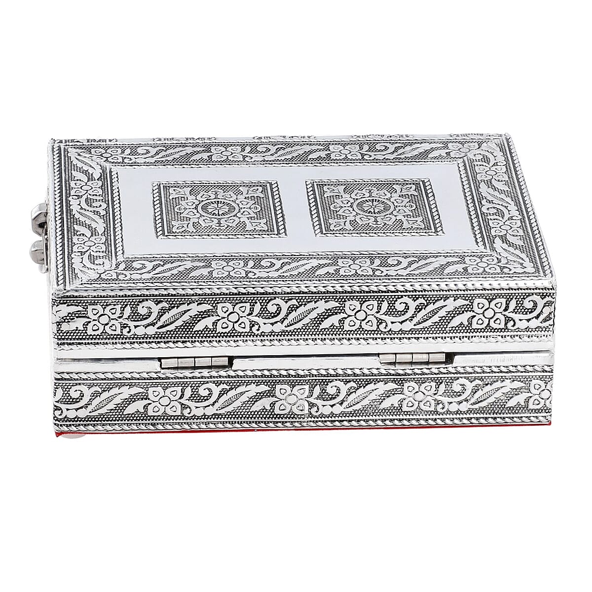 Aluminum Floral Embossed Jewelry Box with Velvet Anti Scratch Interior image number 4
