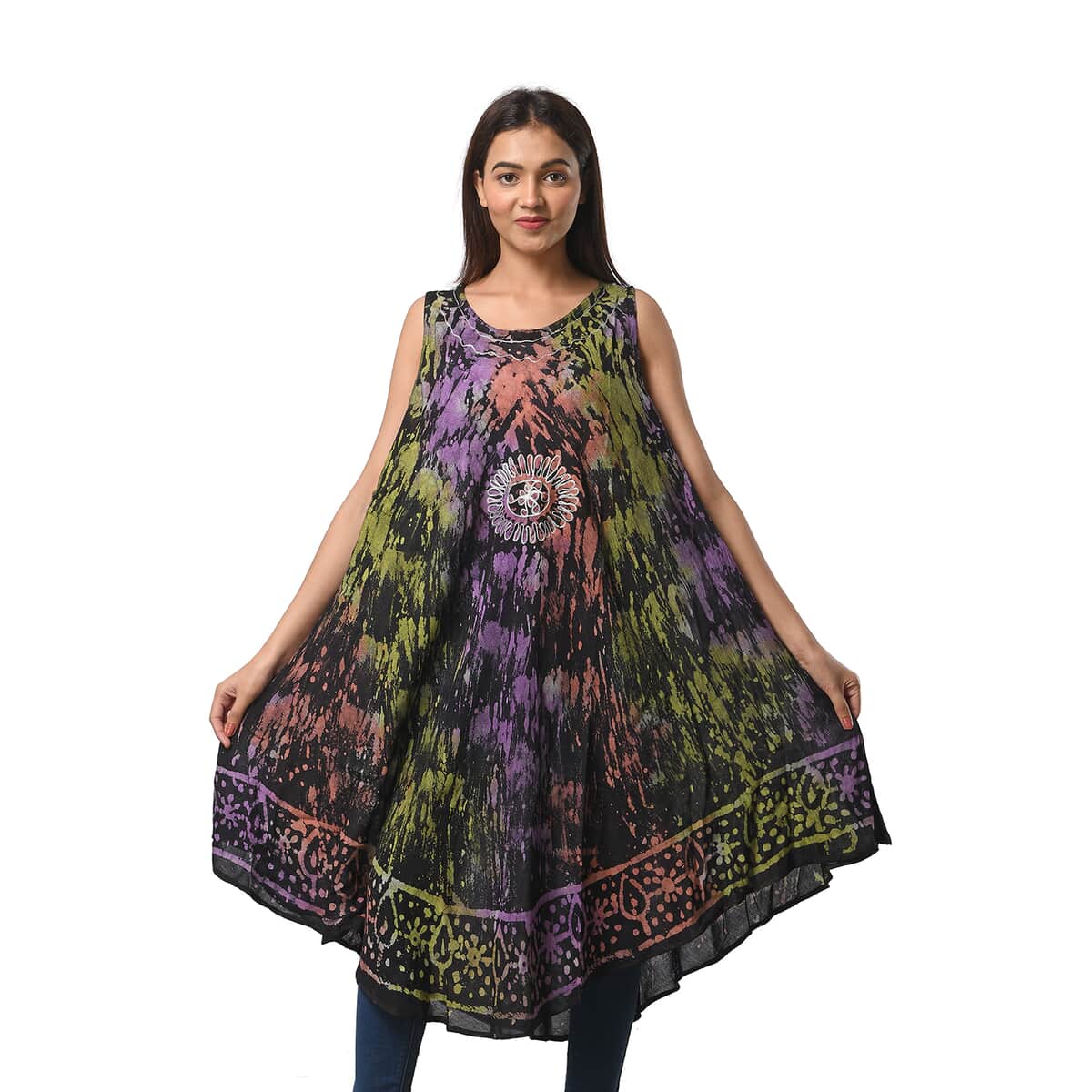JOVIE Rainbow and Black Splatter Print Umbrella Dress - One Size Fits Most image number 0