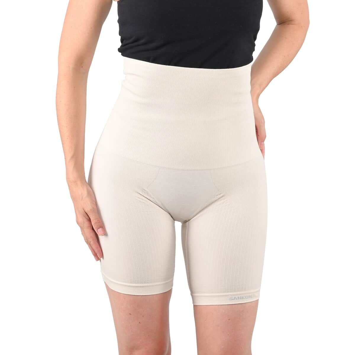 Sankom Patent White Organic Cotton Mid Thigh Shaper - S/M image number 0