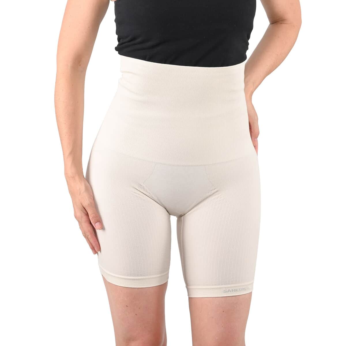 Sankom Patent White Organic Cotton Mid Thigh Shaper - XXL image number 0