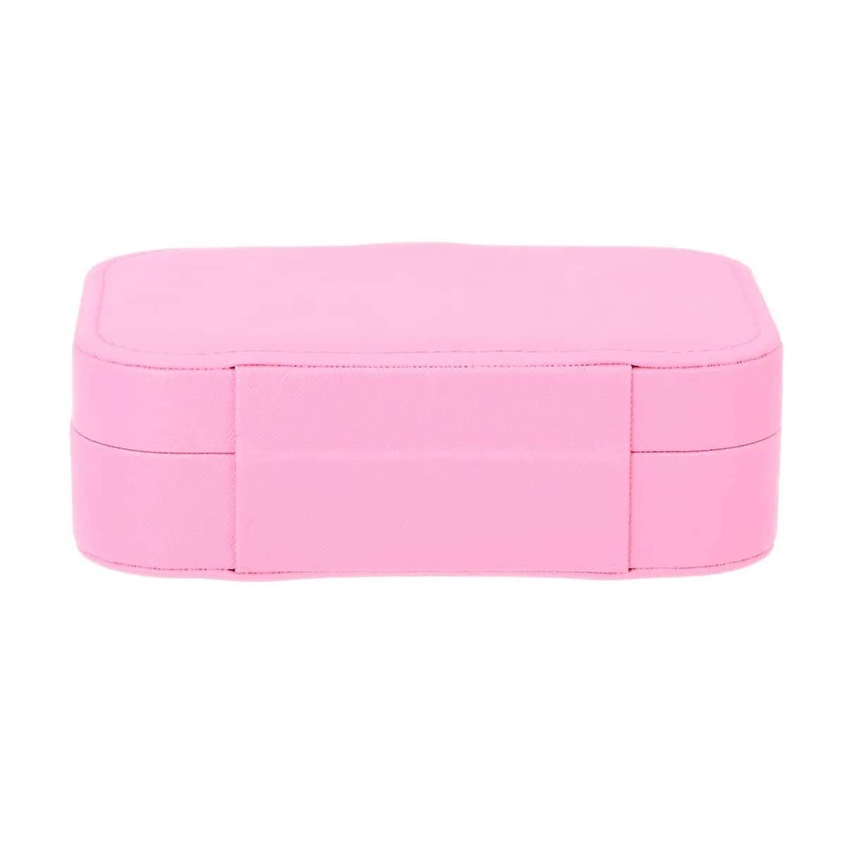 Pink Faux Leather Jewelry Organizer with Button Closure (6.49"x4.53"x2.17") image number 5