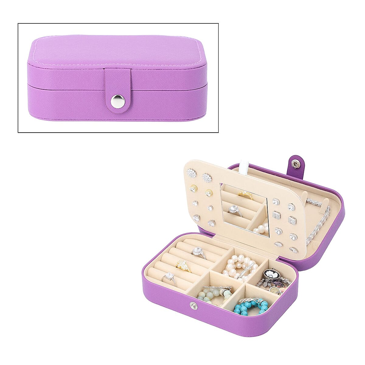 Purple Faux Leather Jewelry Organizer with Button Closure image number 0