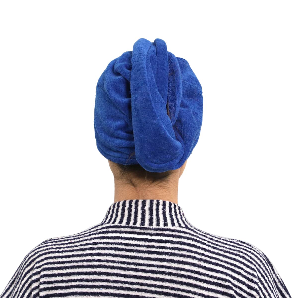 Set of 3 Blue, Teal or Yellow Hair Drying Cotton Cap Towel image number 2