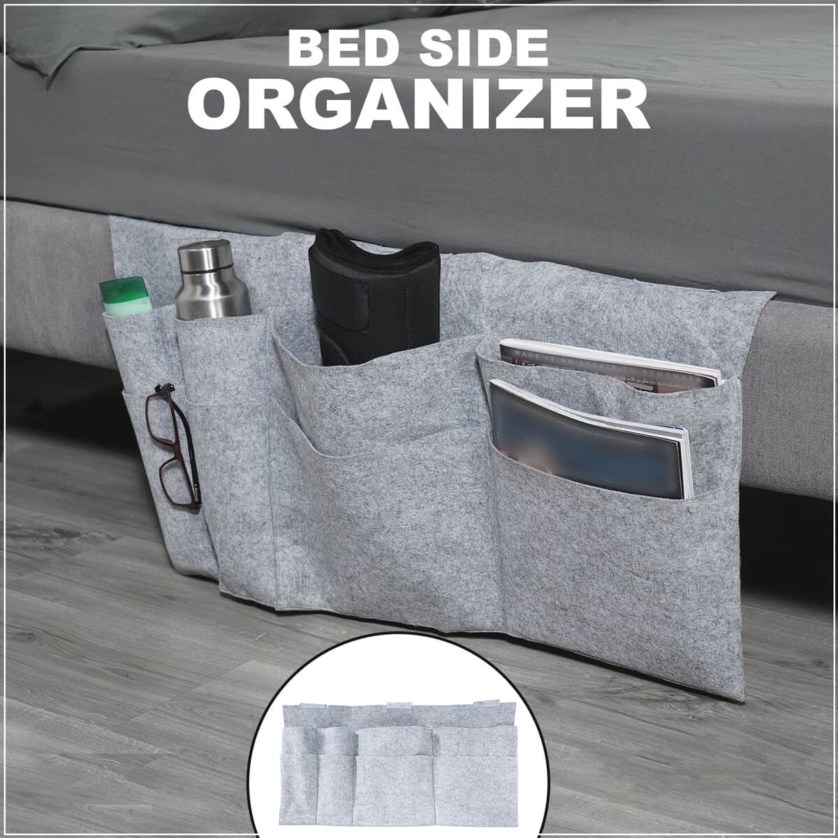HOMESMART Gray Bed Side Organizer | Bedside Storage Organizer | Portable Organizer | Storage Pouch image number 1