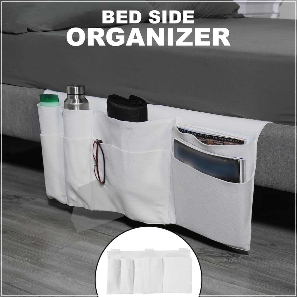 HOMESMART Ivory Bed Side Organizer , Bedside Storage Organizer , Portable Organizer , Storage Pouch image number 1