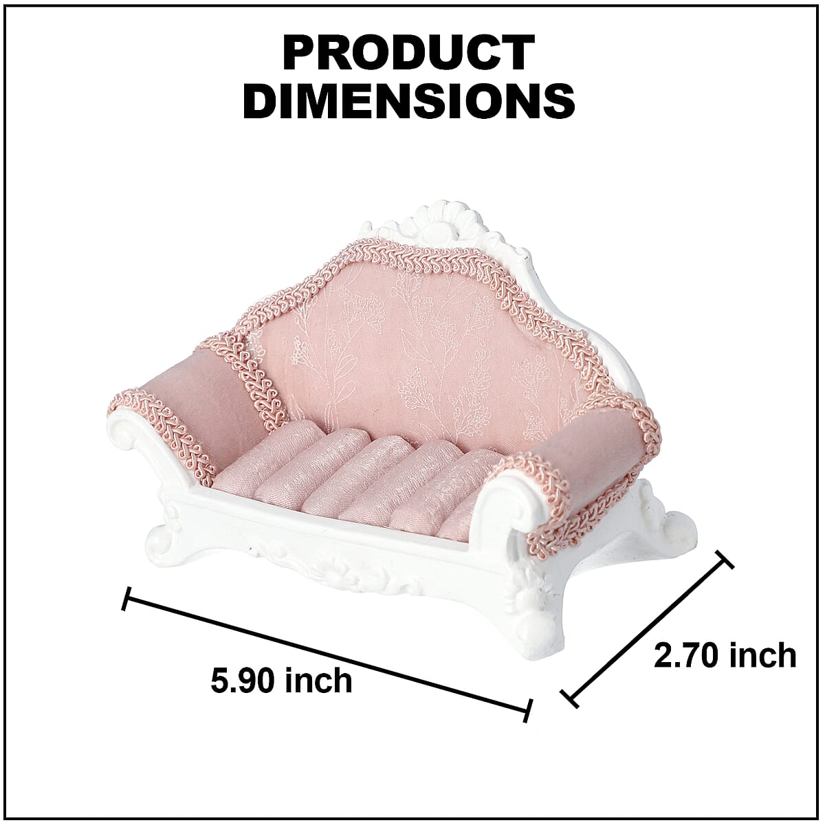 Pink and White Hand-made Sofa Shaped Ring Storage Rack image number 3