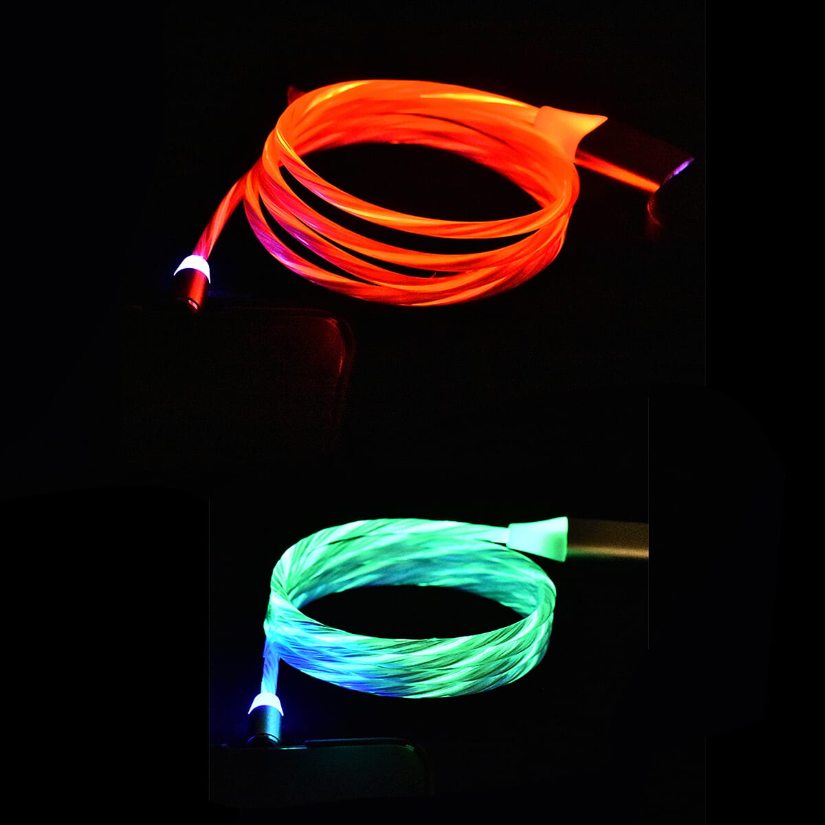 Set of 2 White and Red 3 in 1 Magnetic USB Cable (1 m) (Lightning, Type-C and Micro USB) image number 1