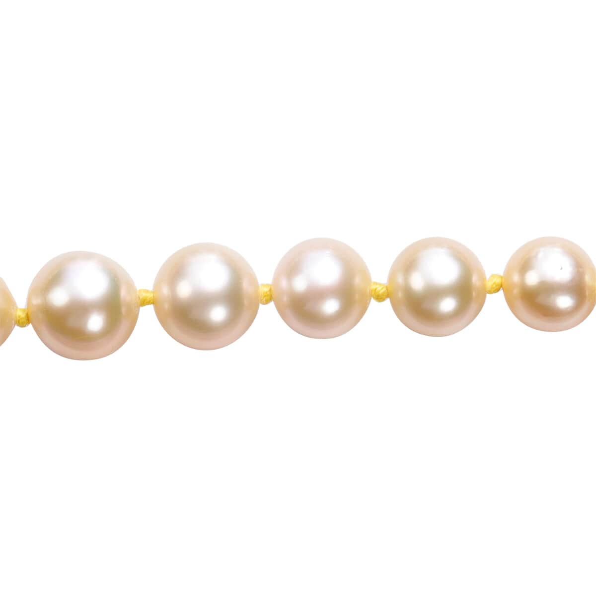 10K Yellow Gold Golden South Sea Pearl Beaded Necklace 18 Inches image number 3