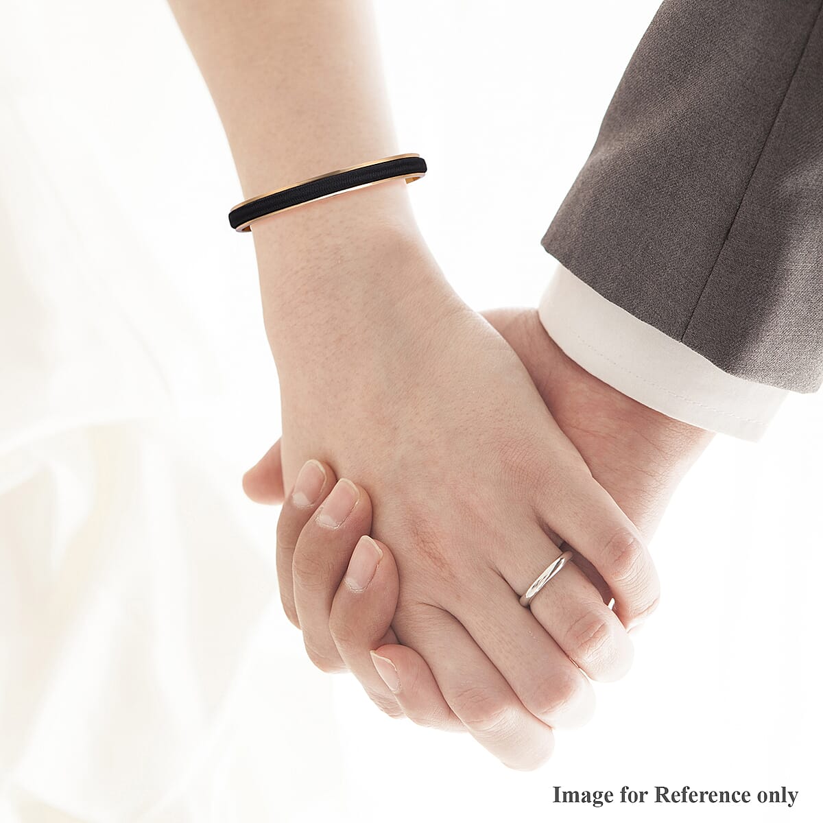 Set of 2 Goldtone Bangle Bracelet and Black Hair Ties image number 1