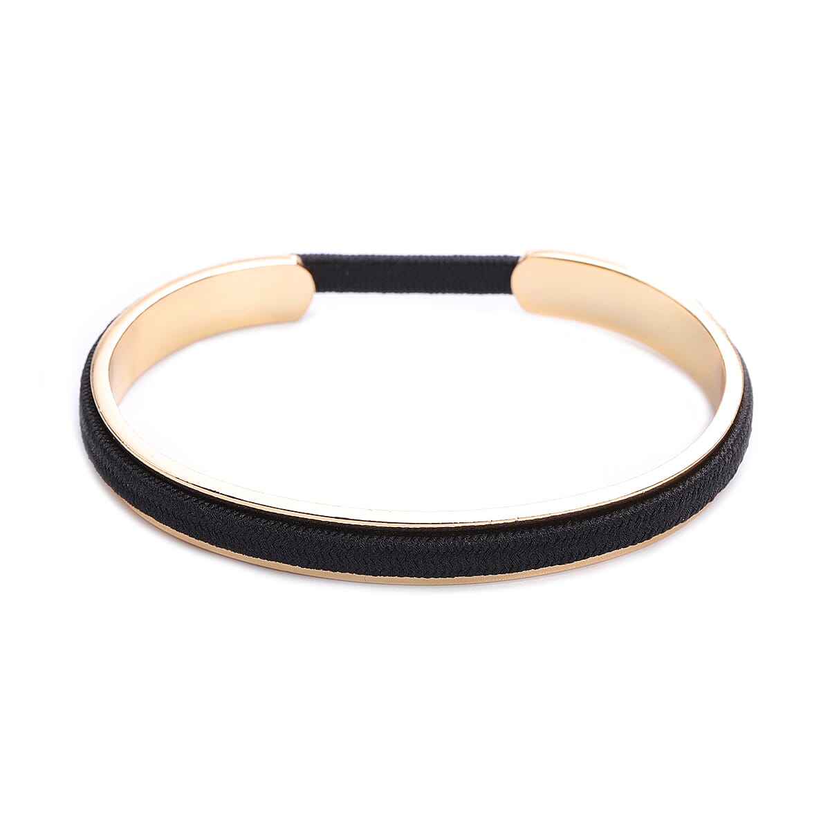 Set of 2 Goldtone Bangle Bracelet and Black Hair Ties image number 2