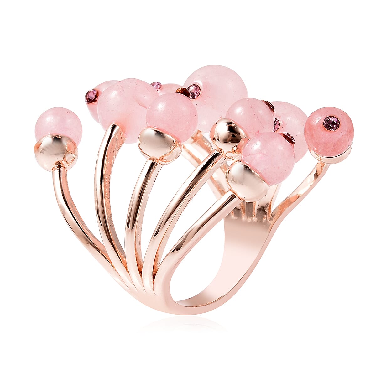 Galilea Rose Quartz Adjustable Open Cage Style Ring in Rosetone 7.50 ctw image number 3