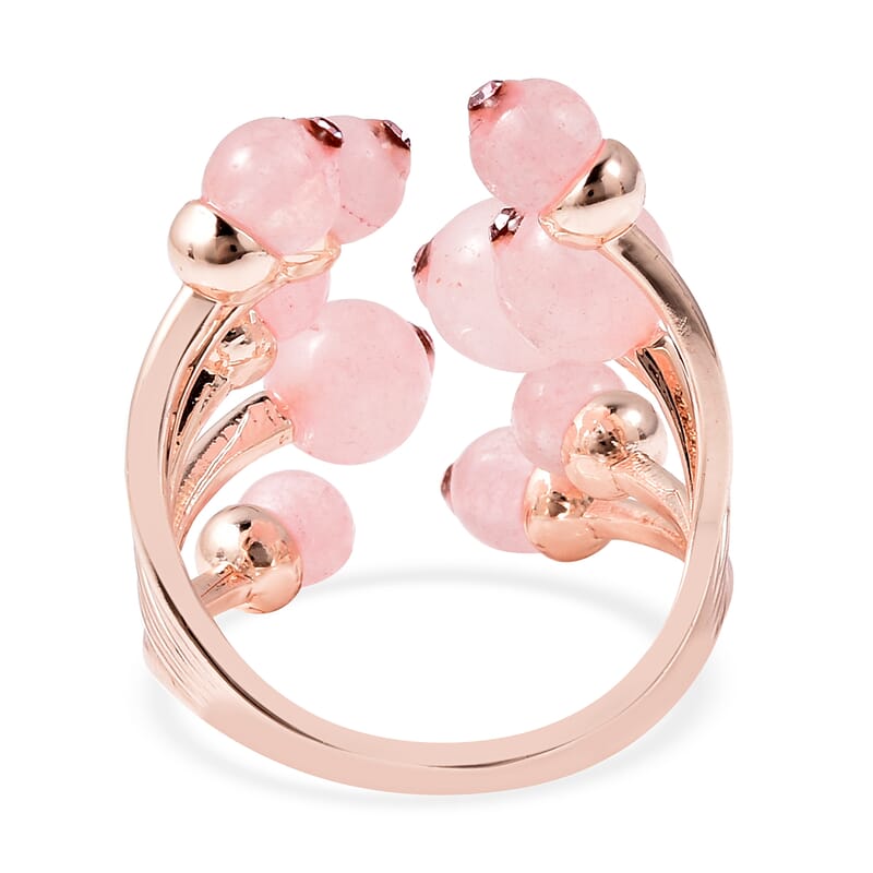 Galilea Rose Quartz Adjustable Open Cage Style Ring in Rosetone 7.50 ctw