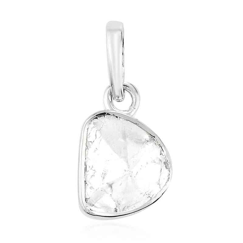 10K White Gold Polki Diamond Solitaire Pendant 0.50 ctw