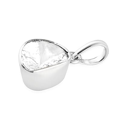 10K White Gold Polki Diamond Solitaire Pendant 0.50 ctw