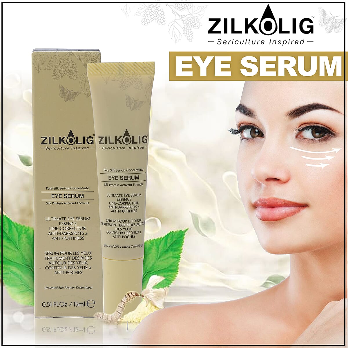 ZILKOLIG Eye Serum Made from Thailand Silk Protein 15 g/0.5oz image number 1