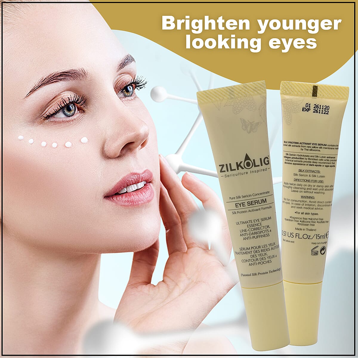 ZILKOLIG Eye Serum Made from Thailand Silk Protein 15 g/0.5oz image number 3