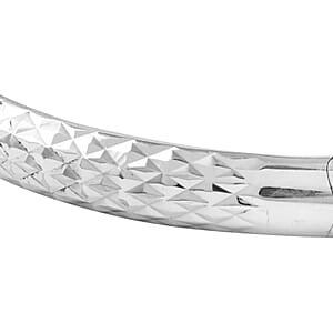 Sterling Silver Diamond Cut Chevron Bangle Bracelet (7 In) 8.10 Grams