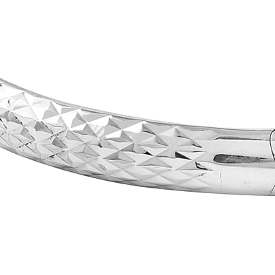 Sterling Silver Diamond Cut Chevron Bangle Bracelet (7 In) 8.10 Grams