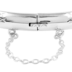 Sterling Silver Diamond Cut Chevron Bangle Bracelet (7 In) 8.10 Grams