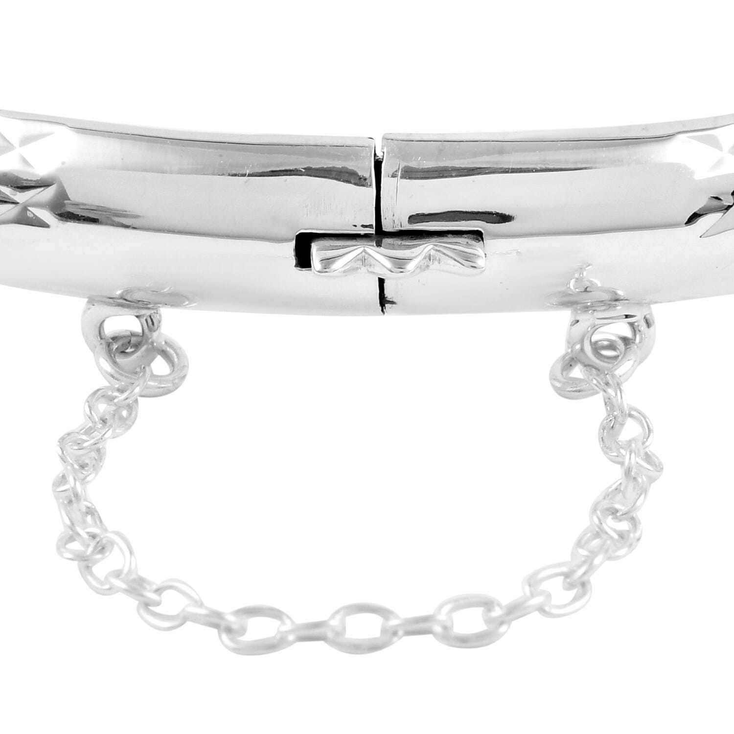 Sterling Silver Diamond Cut Chevron Bangle Bracelet (7 In) 8.10 Grams