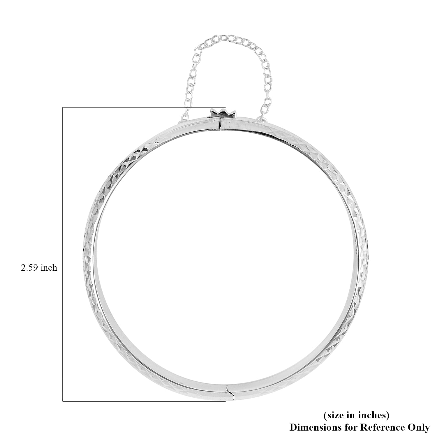 Sterling Silver Diamond Cut Chevron Bangle Bracelet (7 In) 8.10 Grams