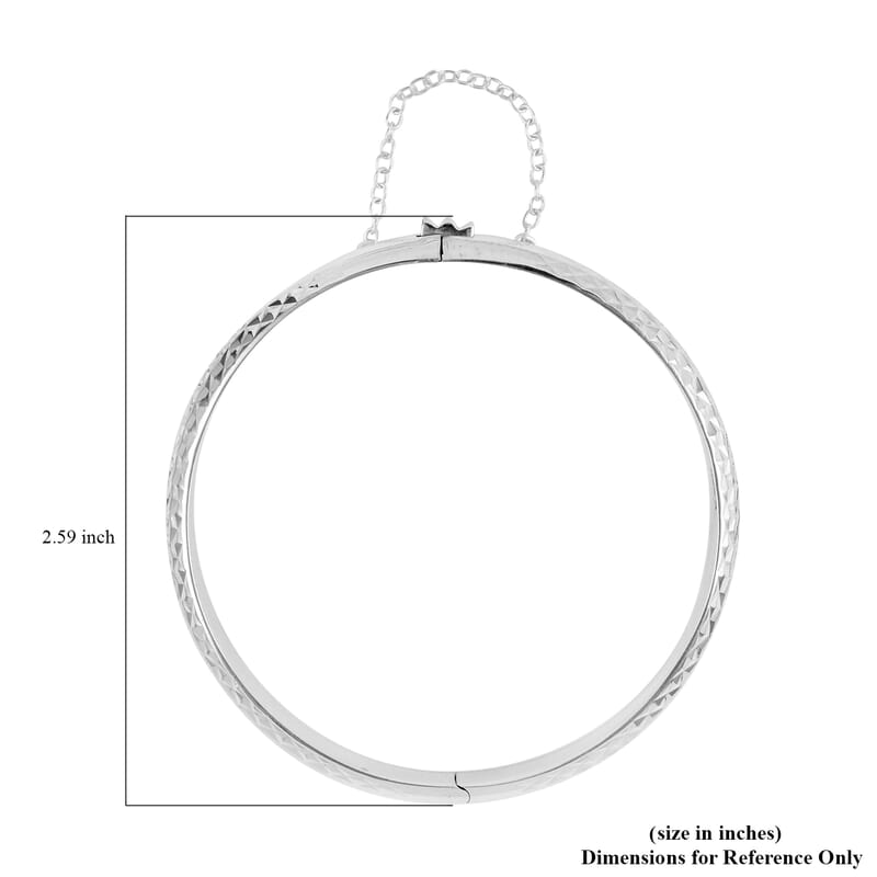 Sterling Silver Diamond Cut Chevron Bangle Bracelet (7 In) 8.10 Grams
