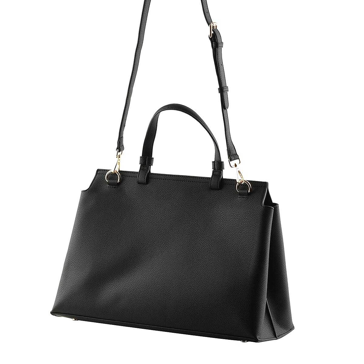 19V69 ITALIA by Alessandro Versace, Black Pebble Texture Faux Leather Big Tote Bag image number 2