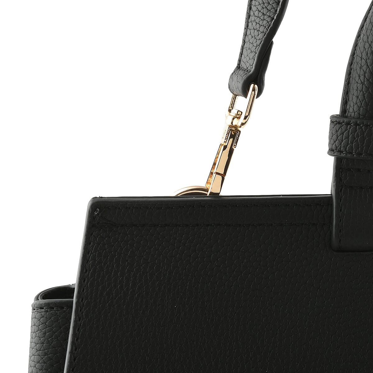 19V69 ITALIA by Alessandro Versace, Black Pebble Texture Faux Leather Big Tote Bag image number 3