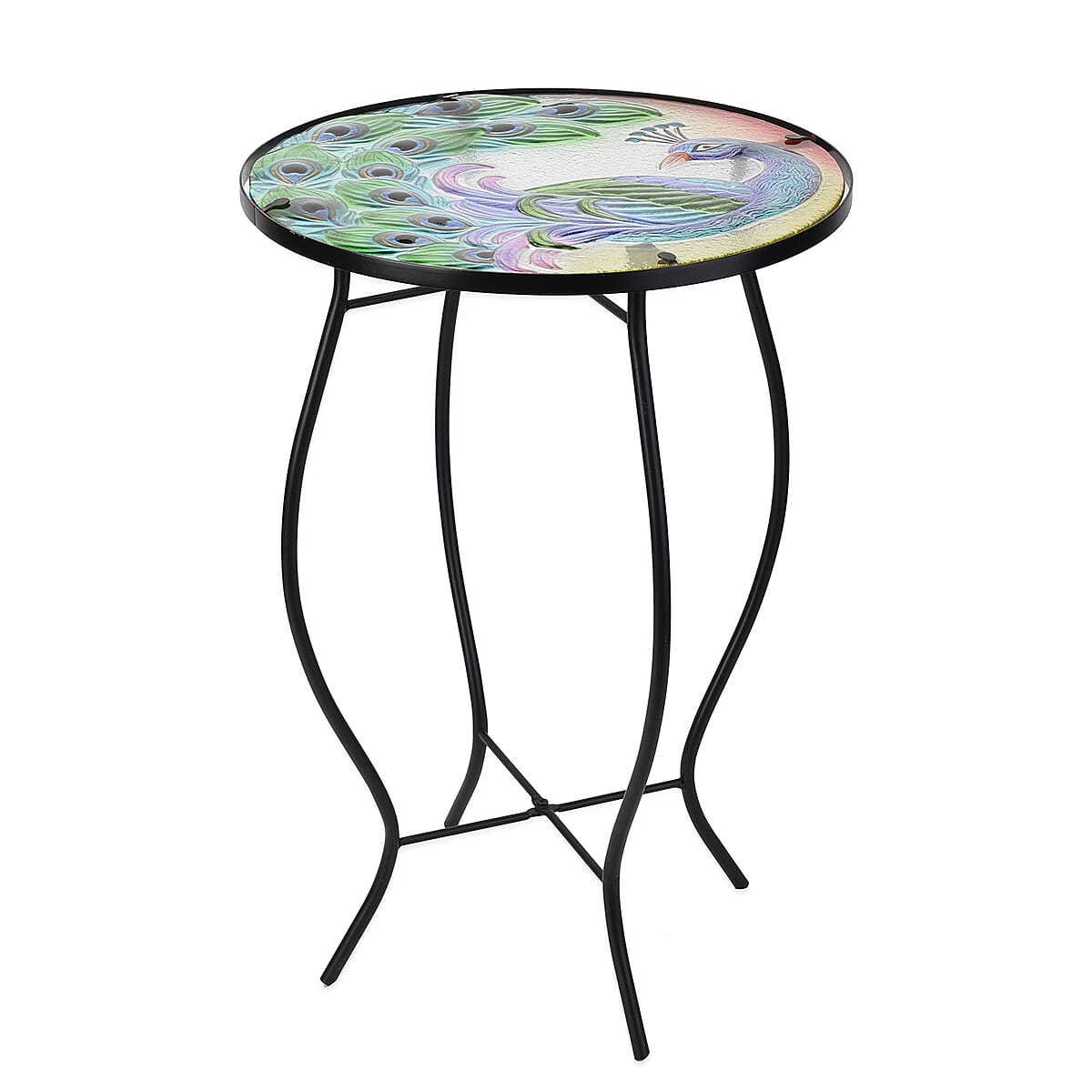 Buy Hand Painted Peacock Outdoor Garden Accent Table at ShopLC.