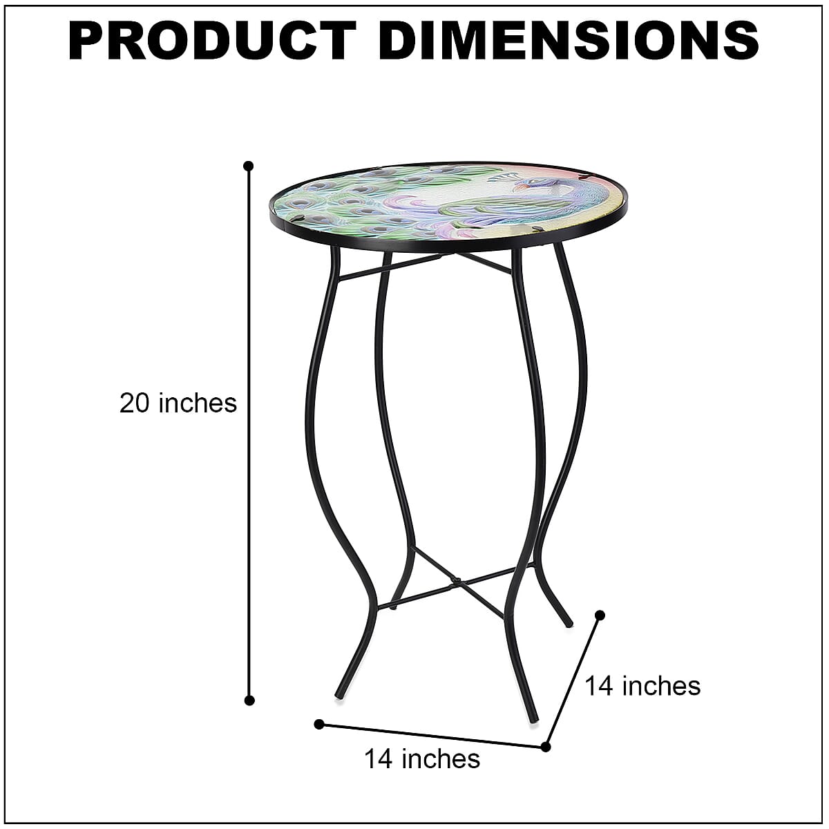 Buy Hand Painted Peacock Outdoor Garden Accent Table at ShopLC.