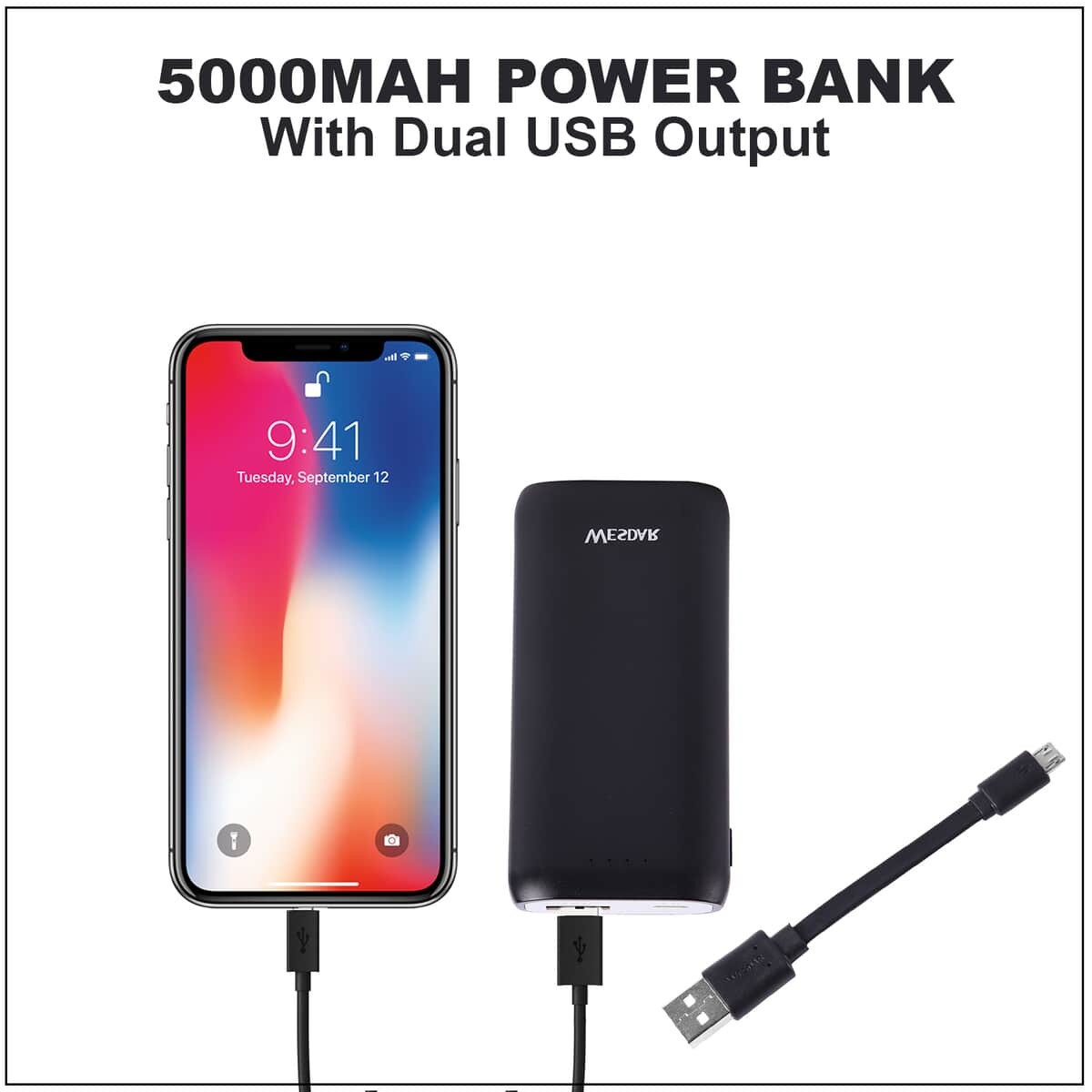 WESDAR Black Hand Carry 5000mAh Power Bank image number 1