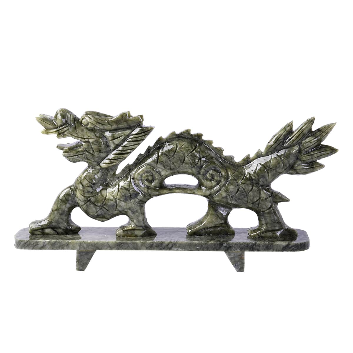 Handcrafted Serpentine Dragon Figurine (6000ctw) image number 0