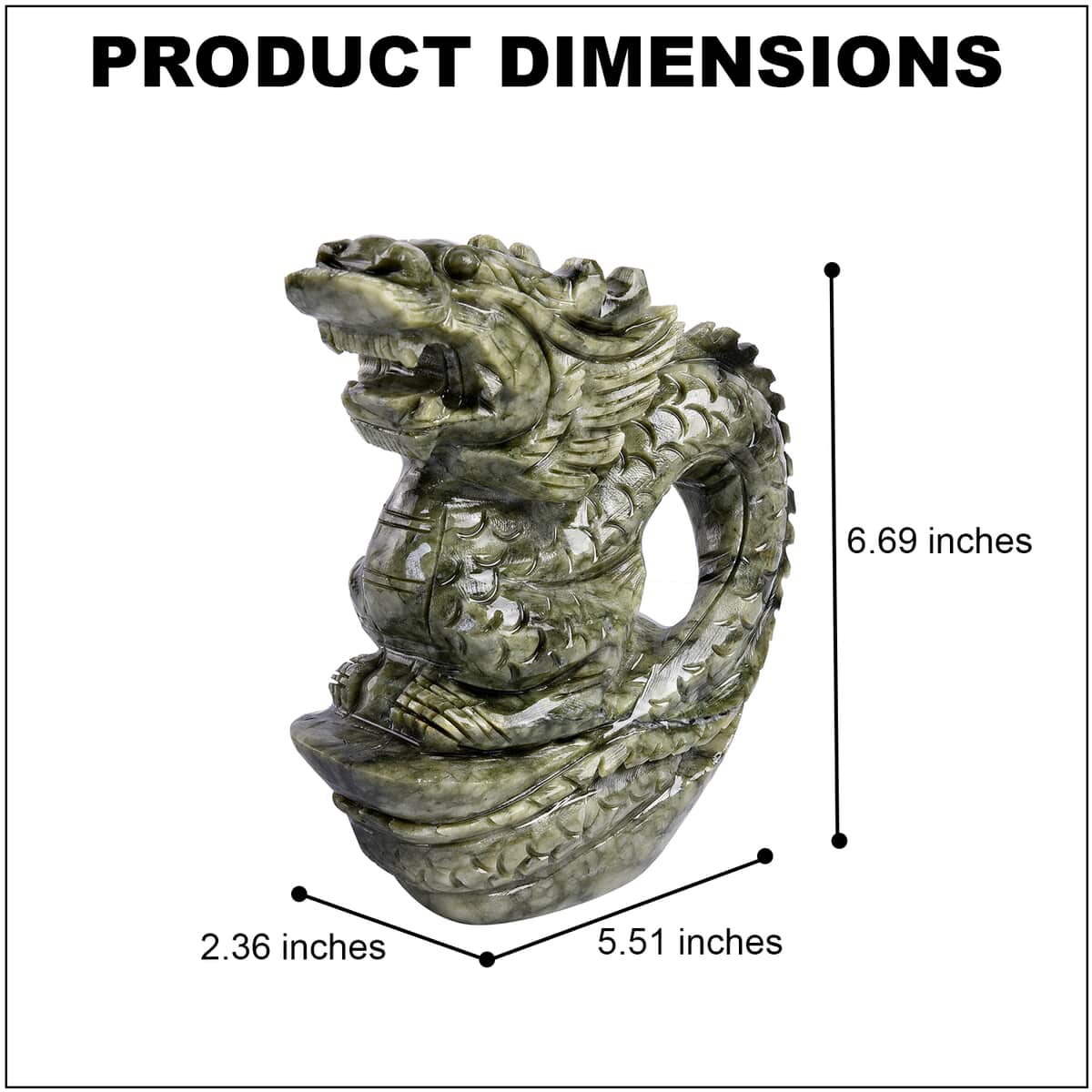 Handcrafted Serpentine Dragon Figurine (8000ctw) image number 3