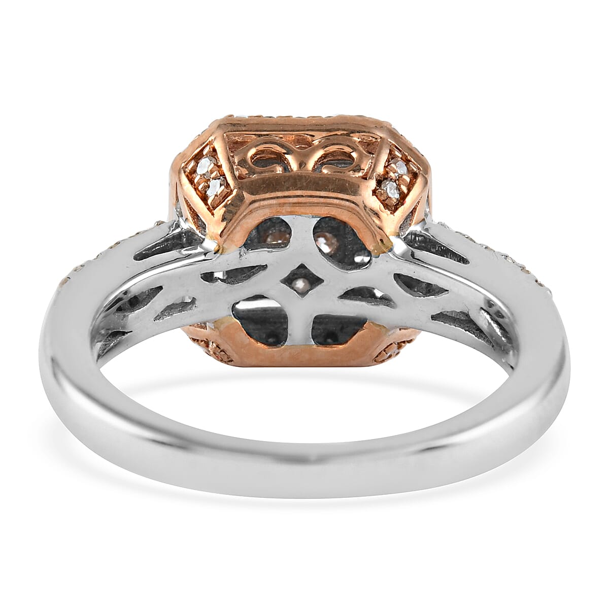NY Closeout Deal 10K White and Rose Gold Diamond Ring (Size 9.0) 3.80 Grams 1.20 ctw image number 3