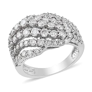 NY Closeout G-H I2 Diamond 2.00 ctw Ring in 10K White Gold (Size 6.0) 6.00 Grams