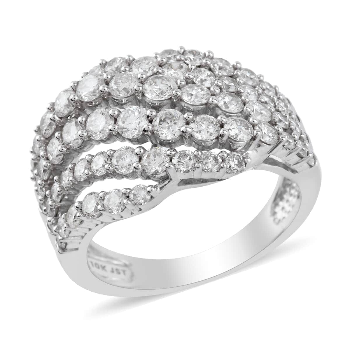 NY Closeout G-H I2 Diamond 2.00 ctw Ring in 10K White Gold (Size 7.0) 6.00 Grams image number 0