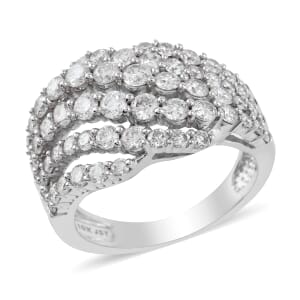 NY Closeout G-H I2 Diamond 2.00 ctw Ring in 10K White Gold (Size 7.0) 6.00 Grams
