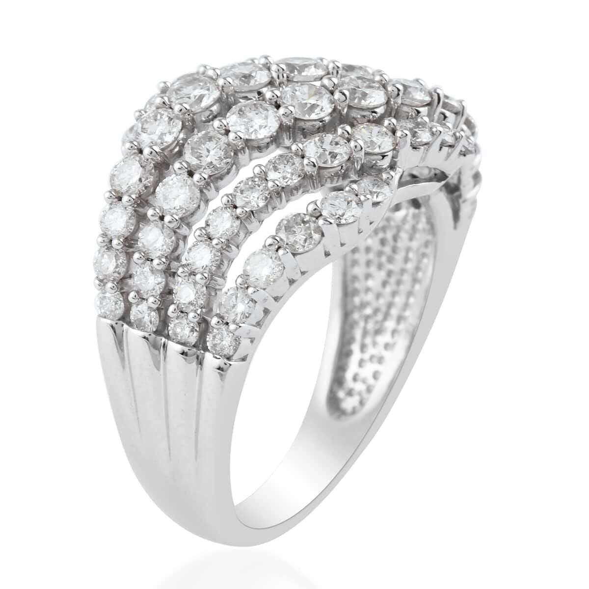 NY Closeout G-H I2 Diamond 2.00 ctw Ring in 10K White Gold (Size 7.0) 6.00 Grams image number 2