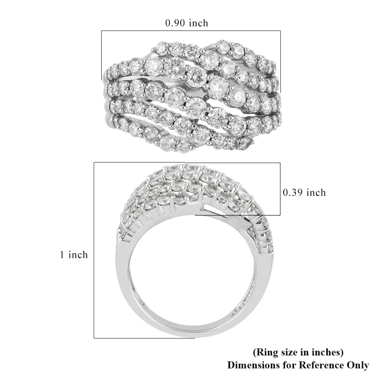 NY Closeout G-H I2 Diamond 2.00 ctw Ring in 10K White Gold (Size 7.0) 6.00 Grams image number 3