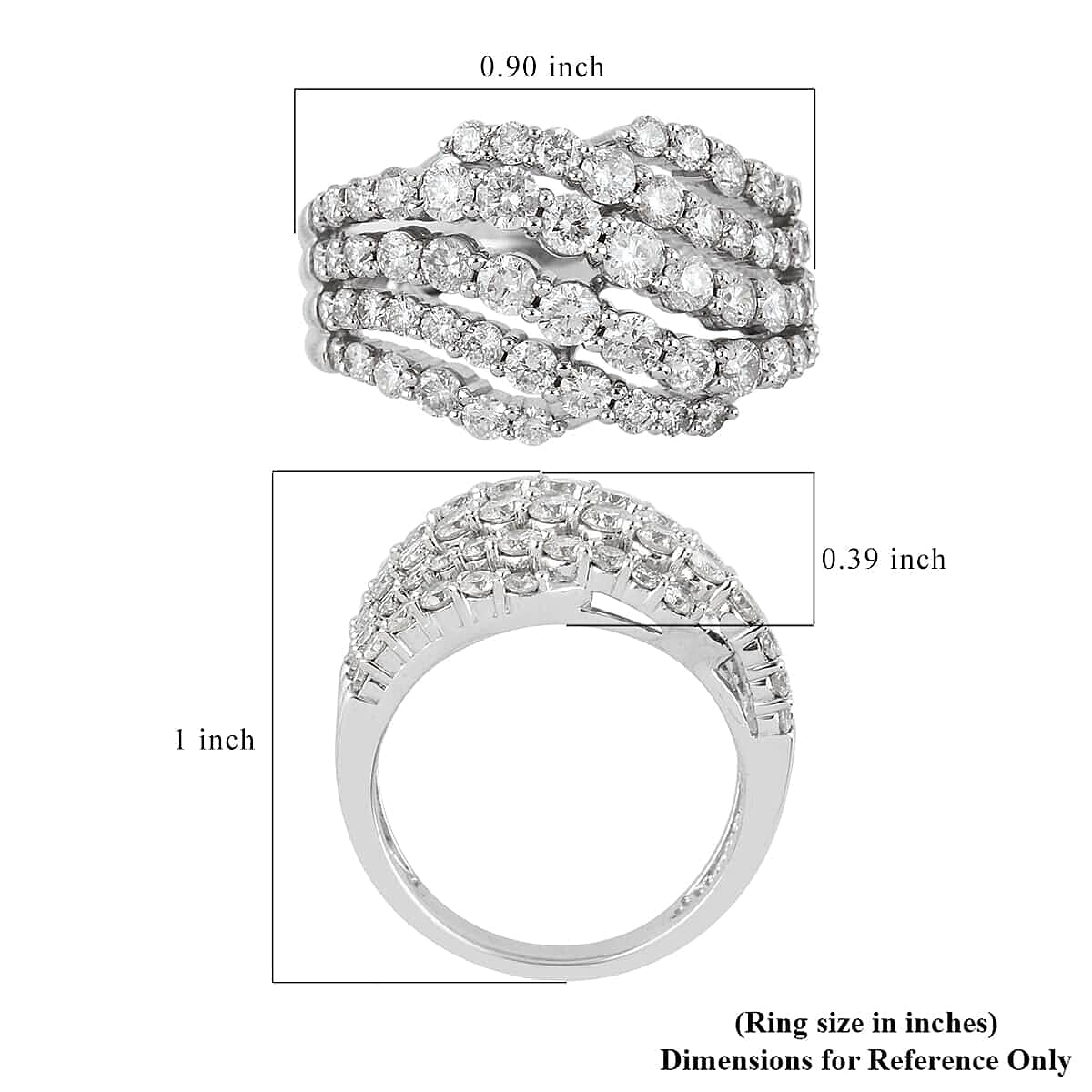 NY Closeout G-H I2 Diamond 2.00 ctw Ring in 10K White Gold (Size 8.0) 6.00 Grams image number 3