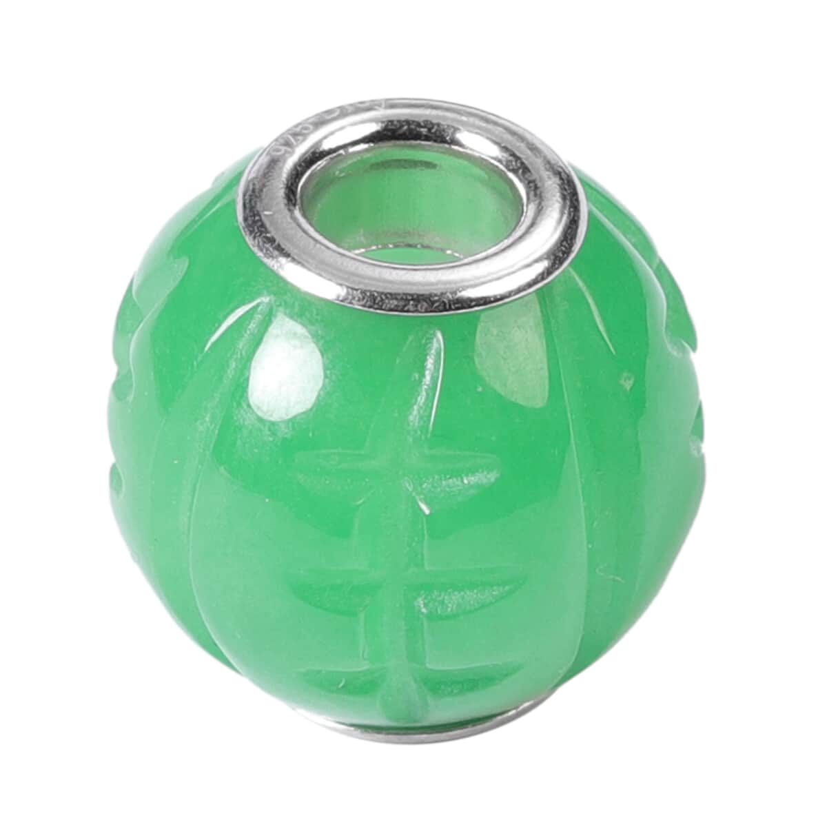 Green Jade Carved Charm in Rhodium Over Sterling Silver 30.50 ctw image number 2